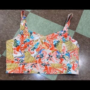 Anthro crop cage bustier top floral lg
